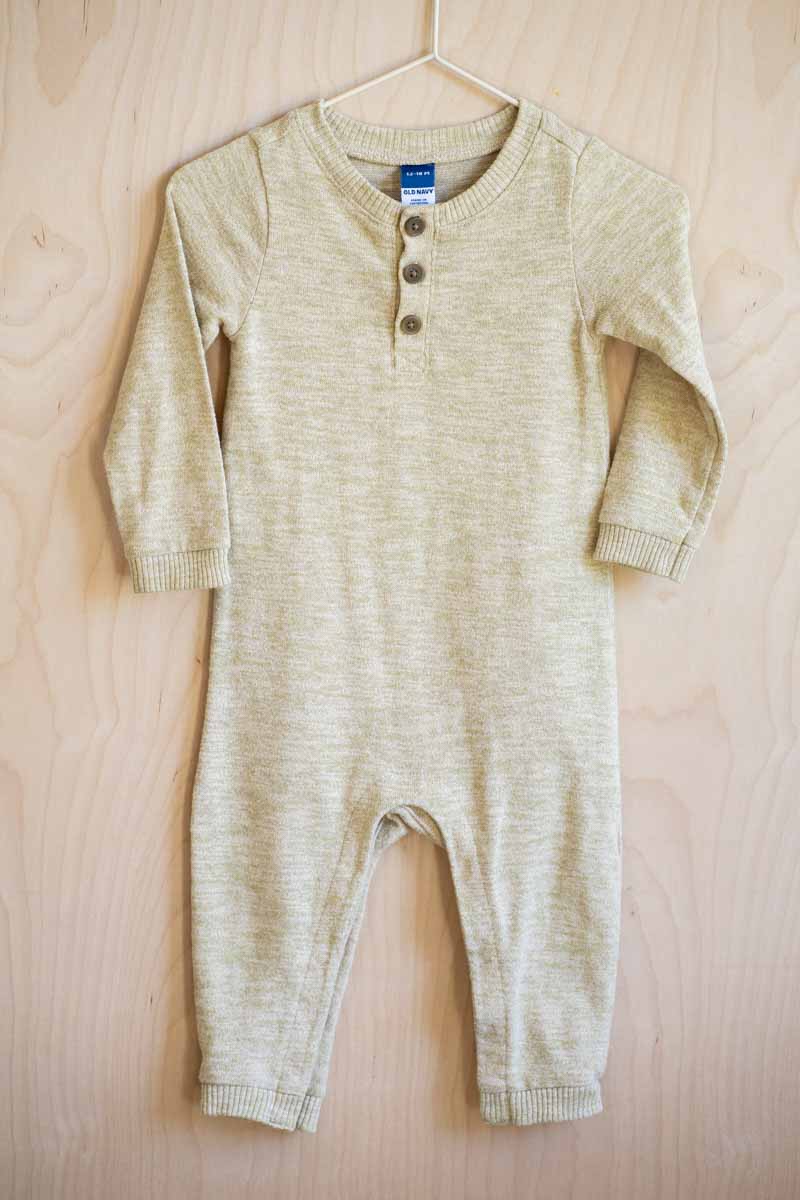 Green Marled Knit Romper: 12-18mos