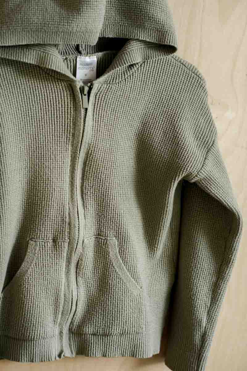 Green Waffle Zipper Hoodie: 5yr