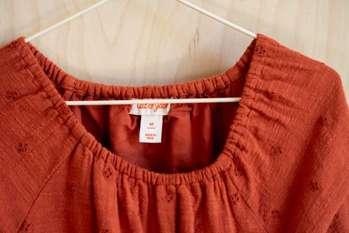 Rust Eyelet Long Sleeve Dress: 4T