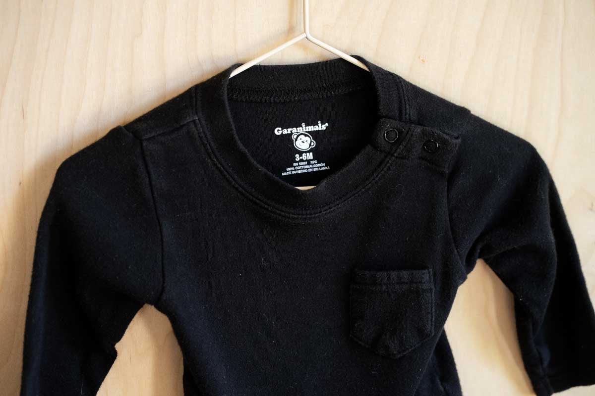 Black Long Sleeve Bodysuit: 3-6mos