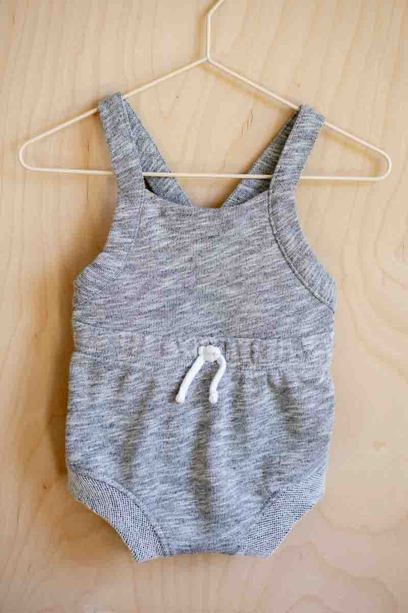 Grey Terry Summer Romper: 3-6mos