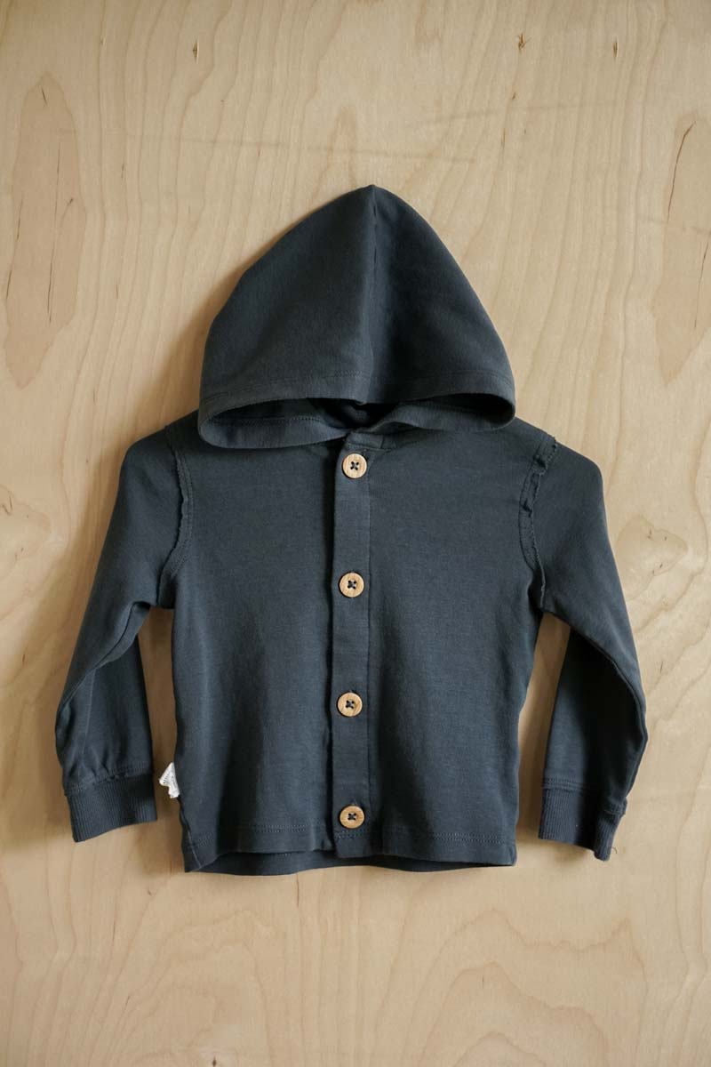 Navy Blue Button Hoodie Shirt: 12mos