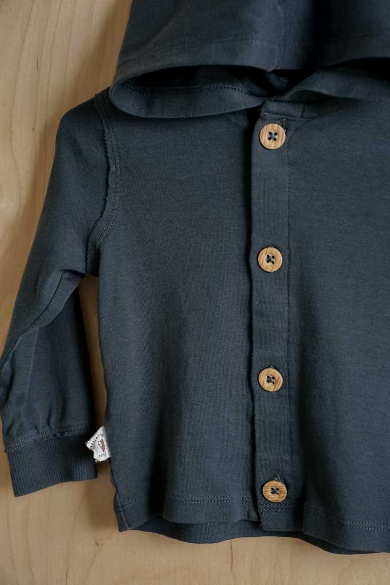 Navy Blue Button Hoodie Shirt: 12mos