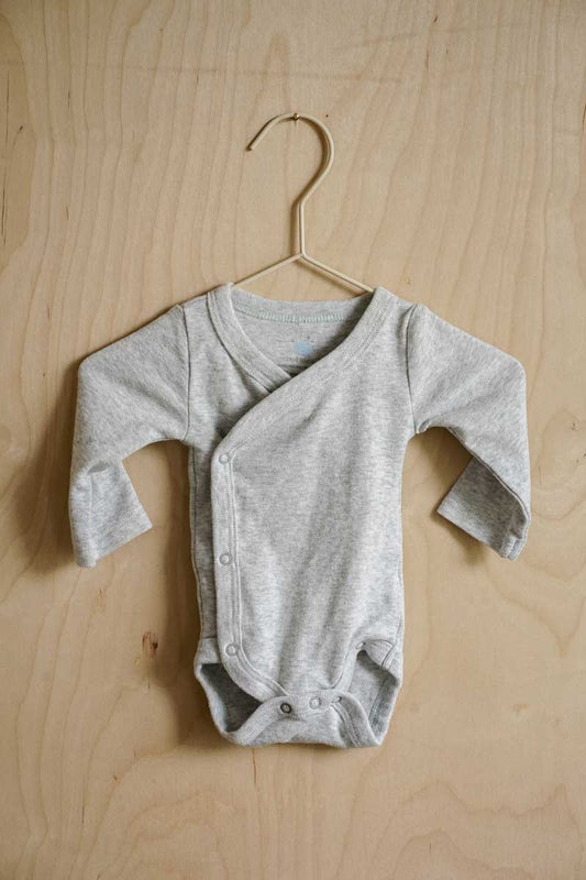 Ash Grey Kimono Bodysuit: newborn