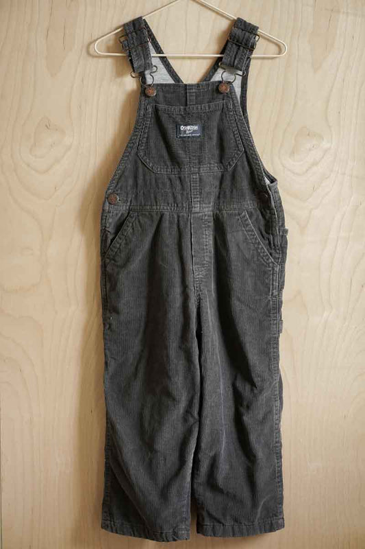 Grey Corduroy Jersey Lined Overalls: 3T