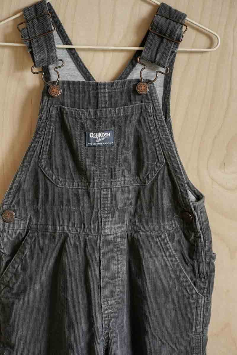 Grey Corduroy Jersey Lined Overalls: 3T