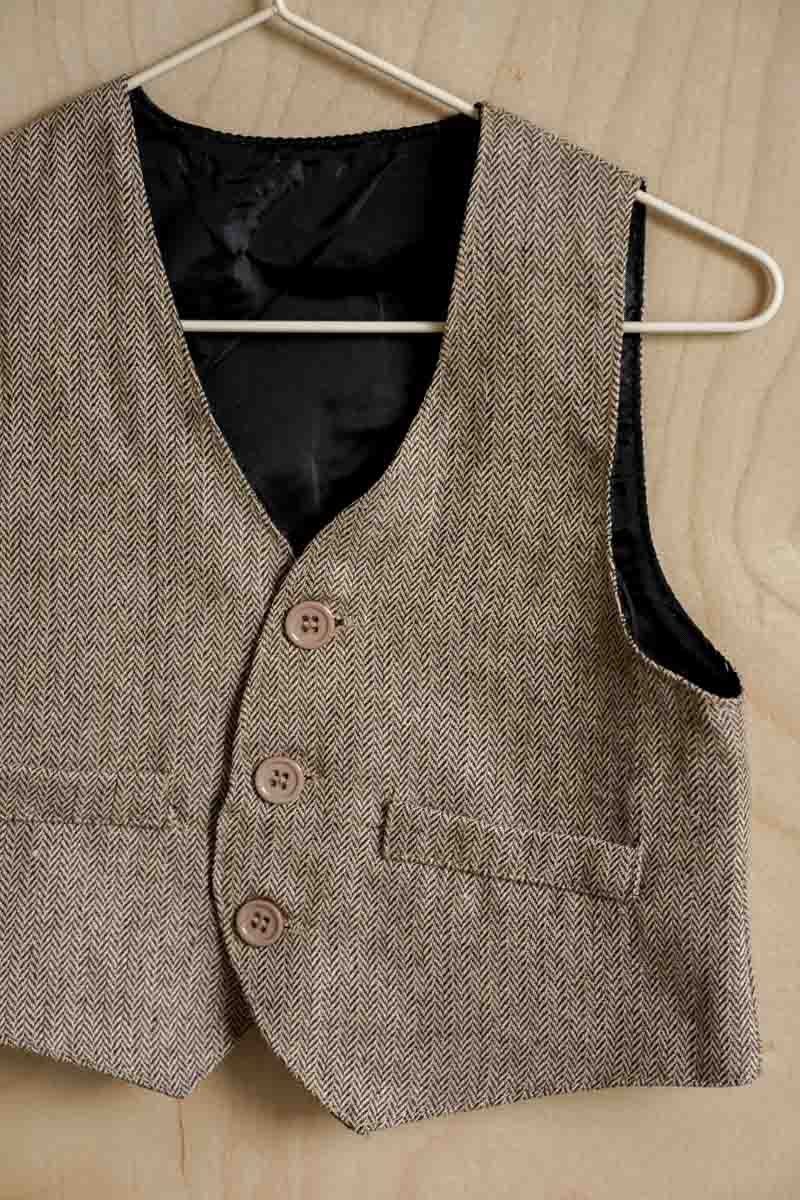 Tan Herringbone Vest: 12-18mos