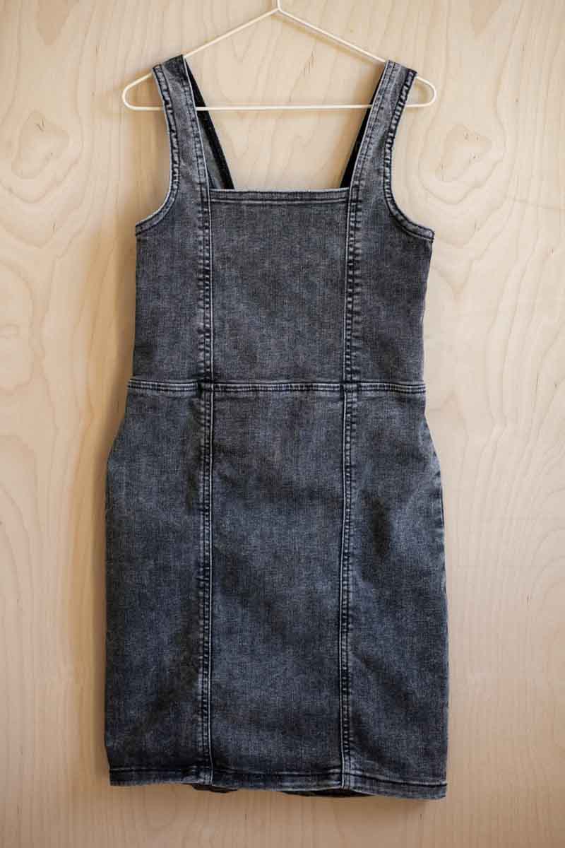 Black Faded Denim Jumper Dress: 8yr