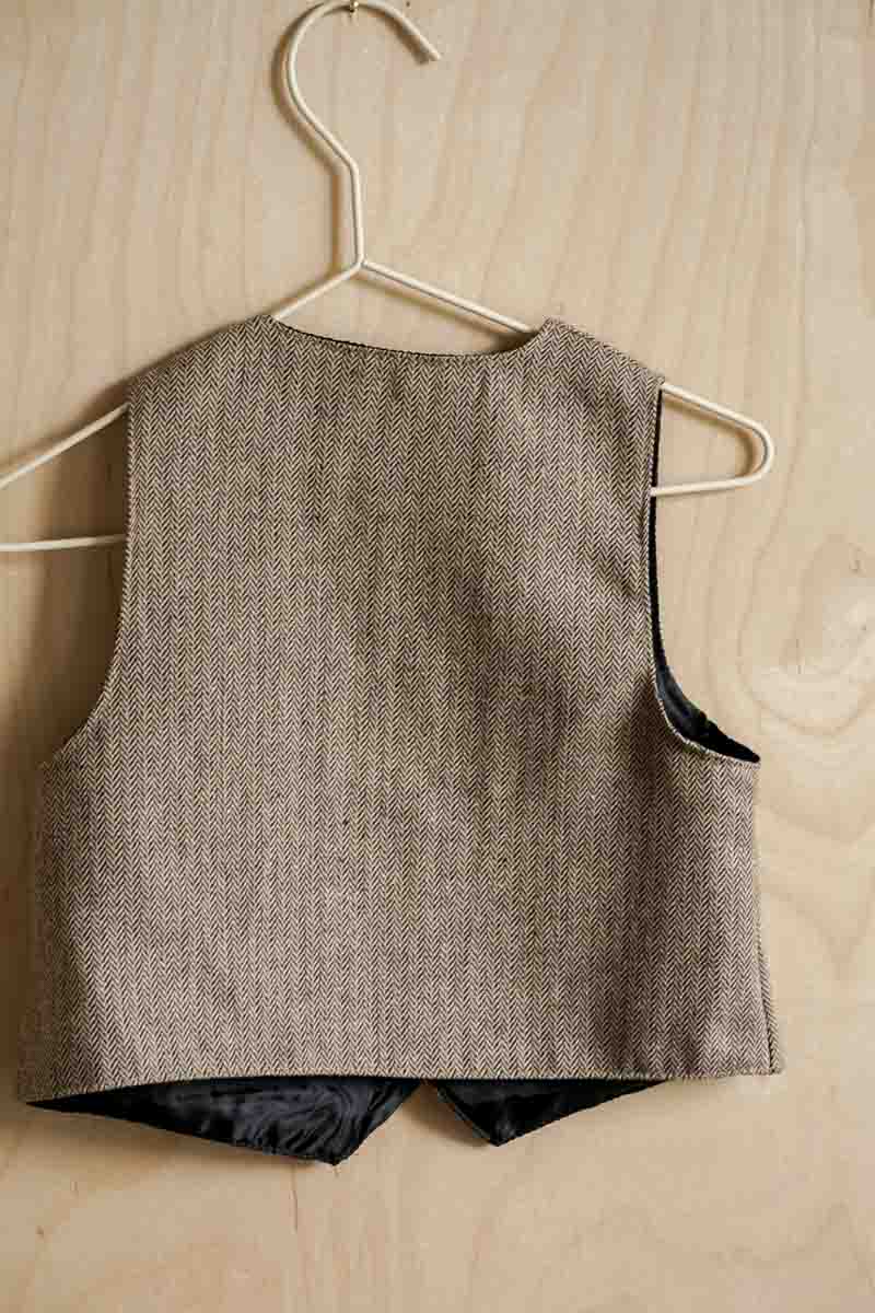 Tan Herringbone Vest: 12-18mos