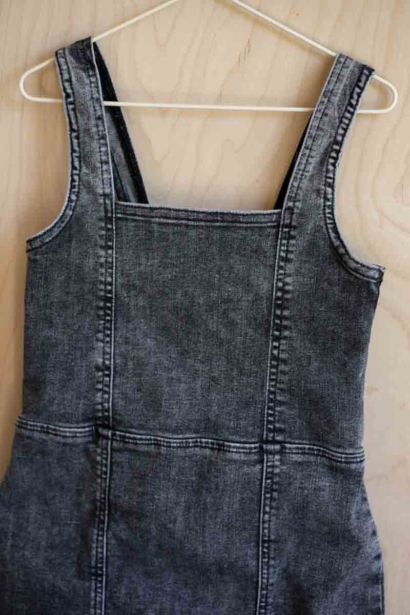 Black Faded Denim Jumper Dress: 8yr