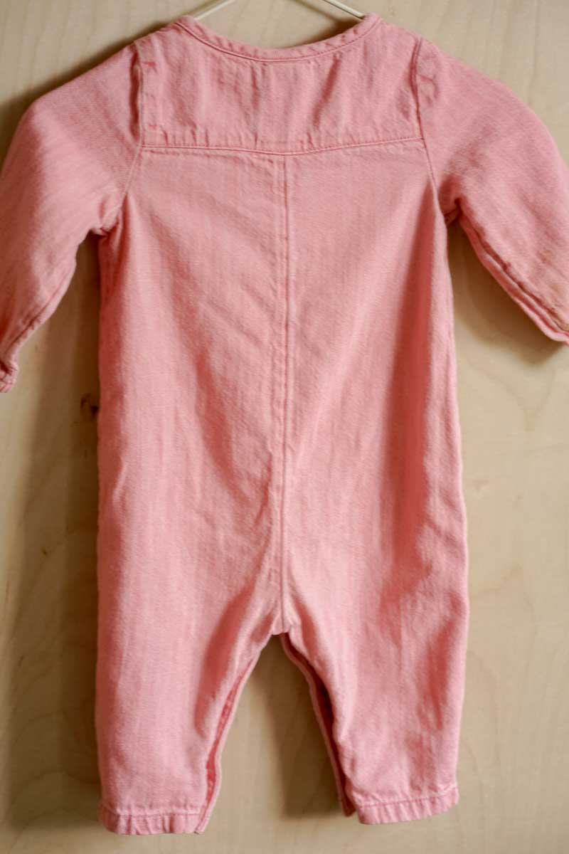 Pink Soft Denim Romper: 3-6mos