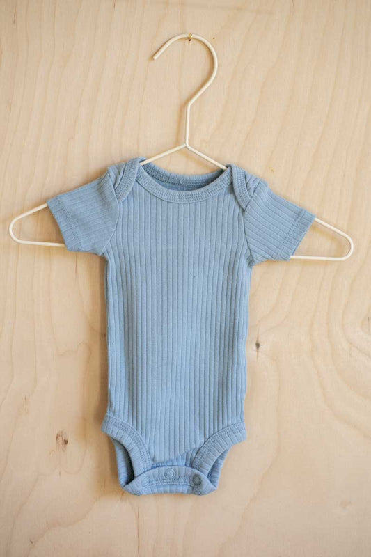 Light Blue Ribbed Bodysuit: preemie