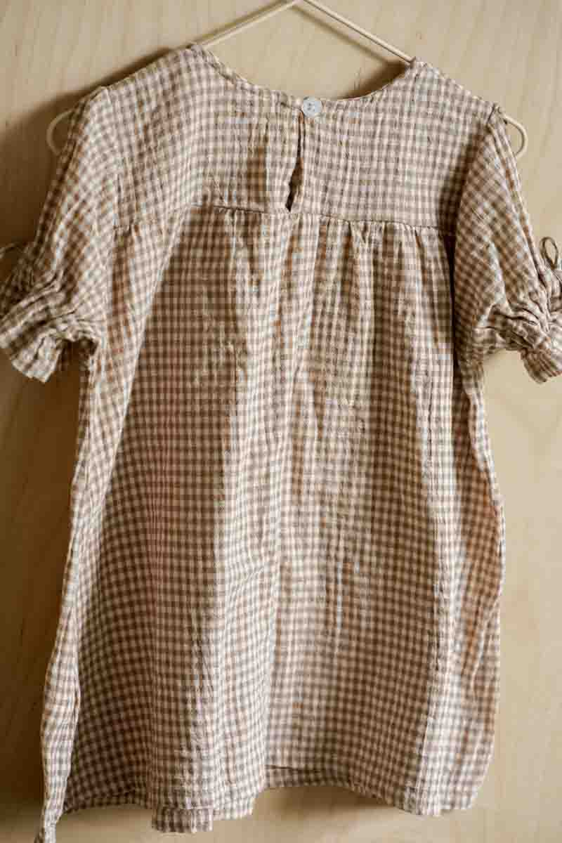 Tan Gingham Dress: 9-12mos