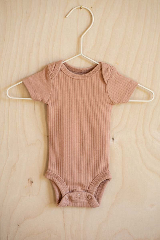 Camel Brown Ribbed Bodysuit: preemie