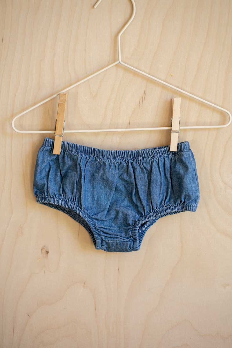 Blue Denim Bloomers: 0-3mos