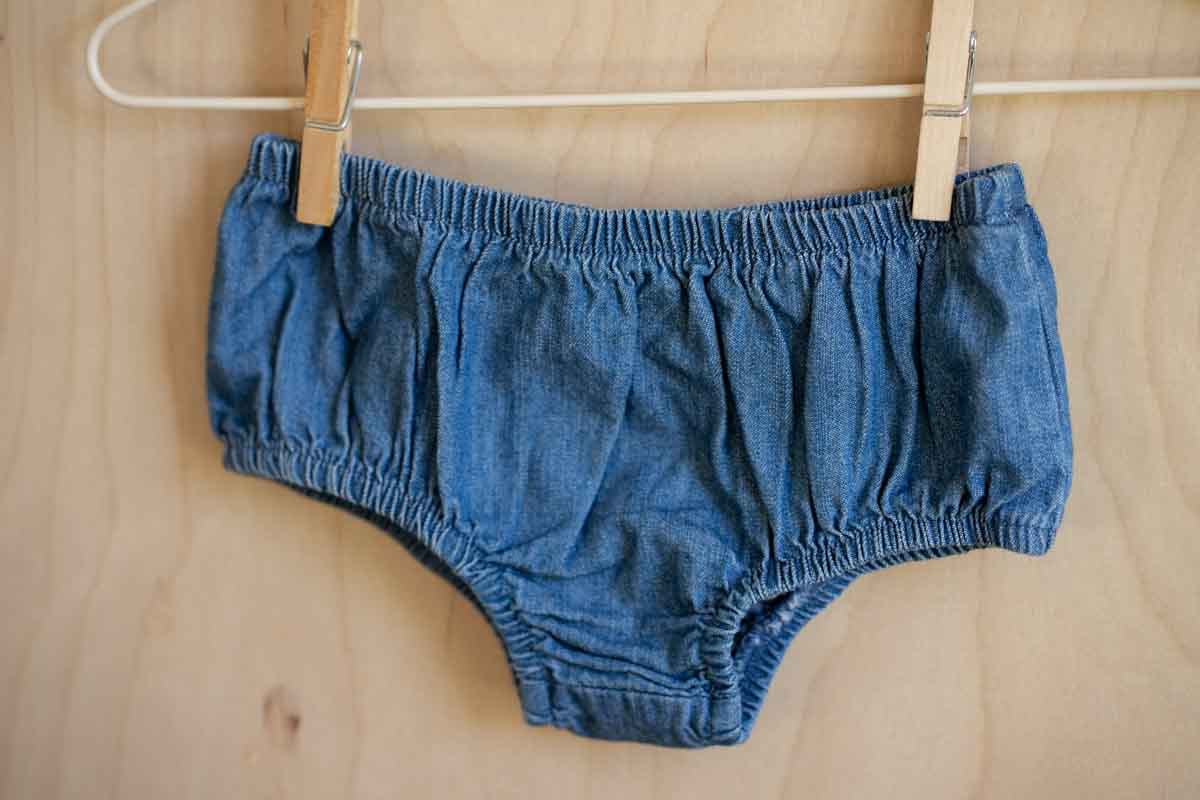 Blue Denim Bloomers: 0-3mos