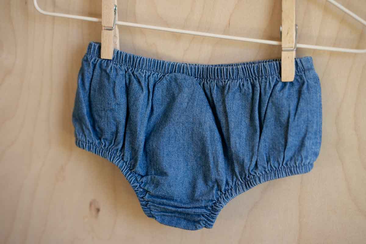 Blue Denim Bloomers: 0-3mos