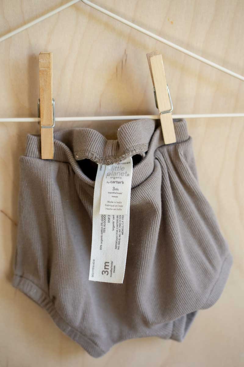 Taupe Organic Ribbed Bloomers: 3mos