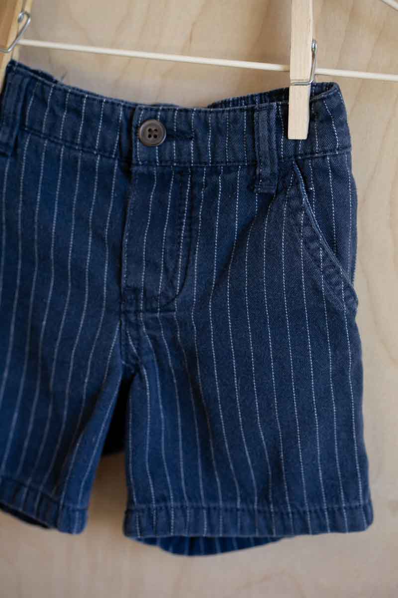 Navy Blue Pinstripe Shorts: 6-9mos