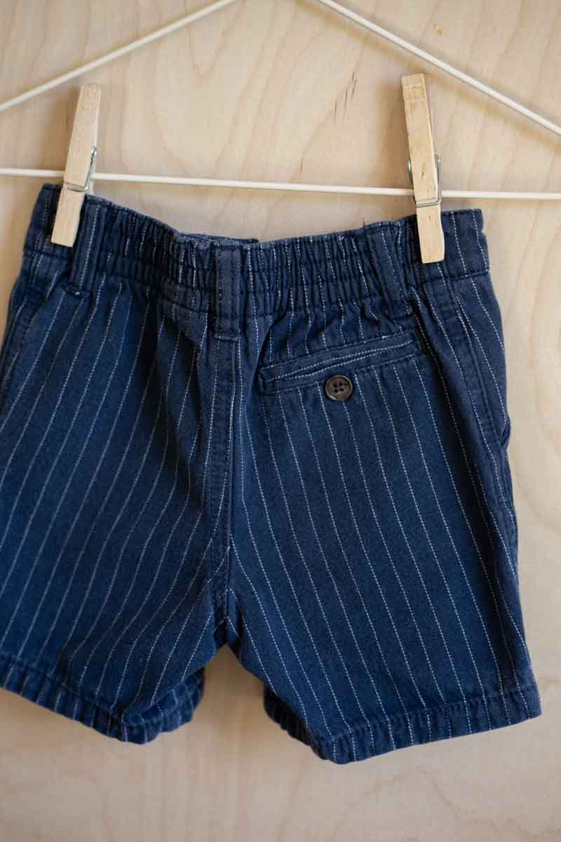 Navy Blue Pinstripe Shorts: 6-9mos