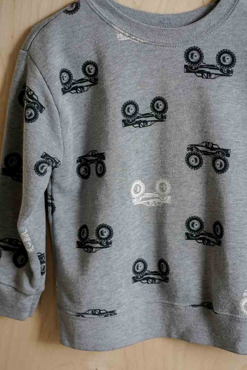 Grey Monster Truck Fleece Sweatshirt: 3T