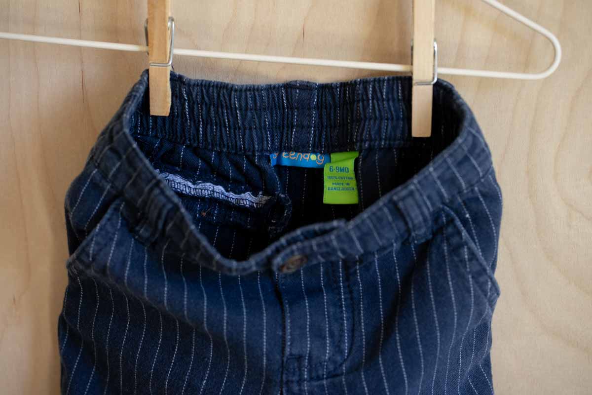 Navy Blue Pinstripe Shorts: 6-9mos