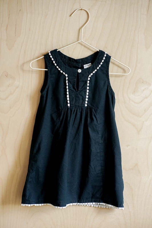 Black Embroidered Trim Dress: 24mos