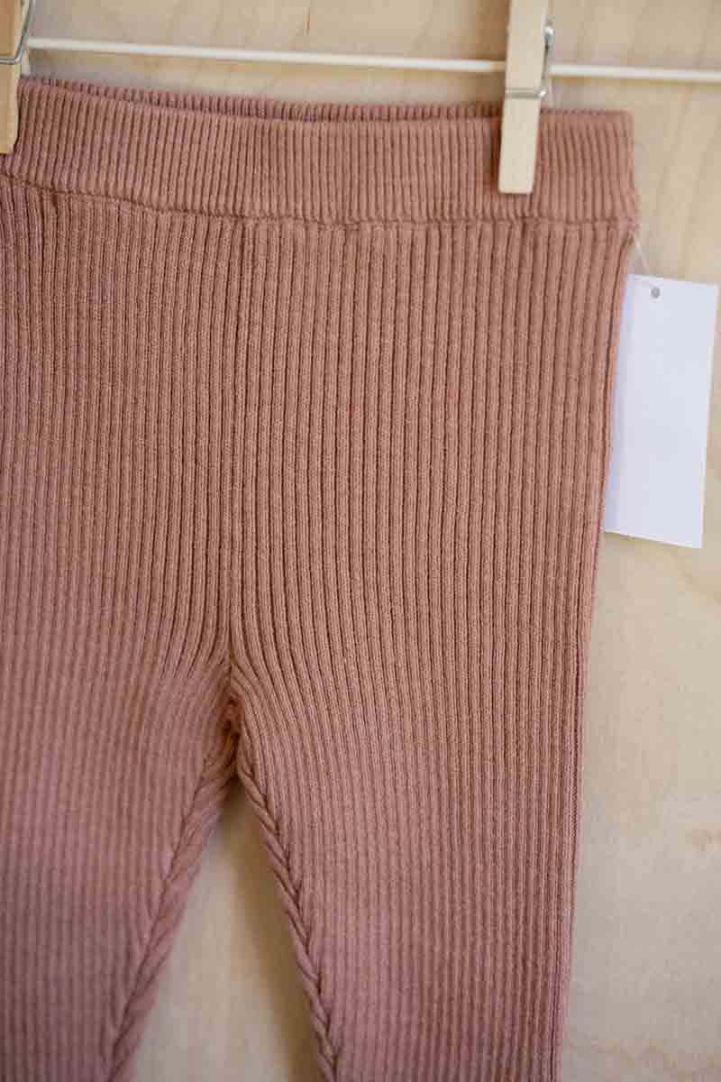 Camel Ribbed Knit Pants: 12mos