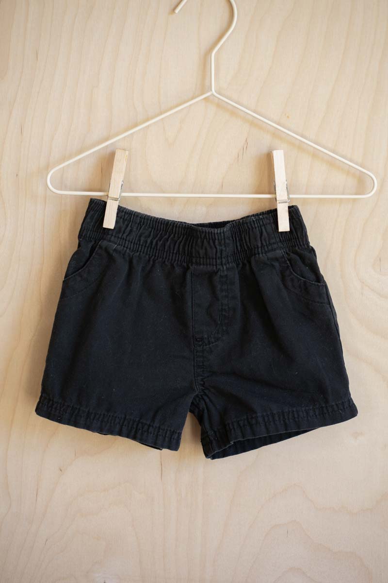 Black Cotton Shorts: 6-9mos