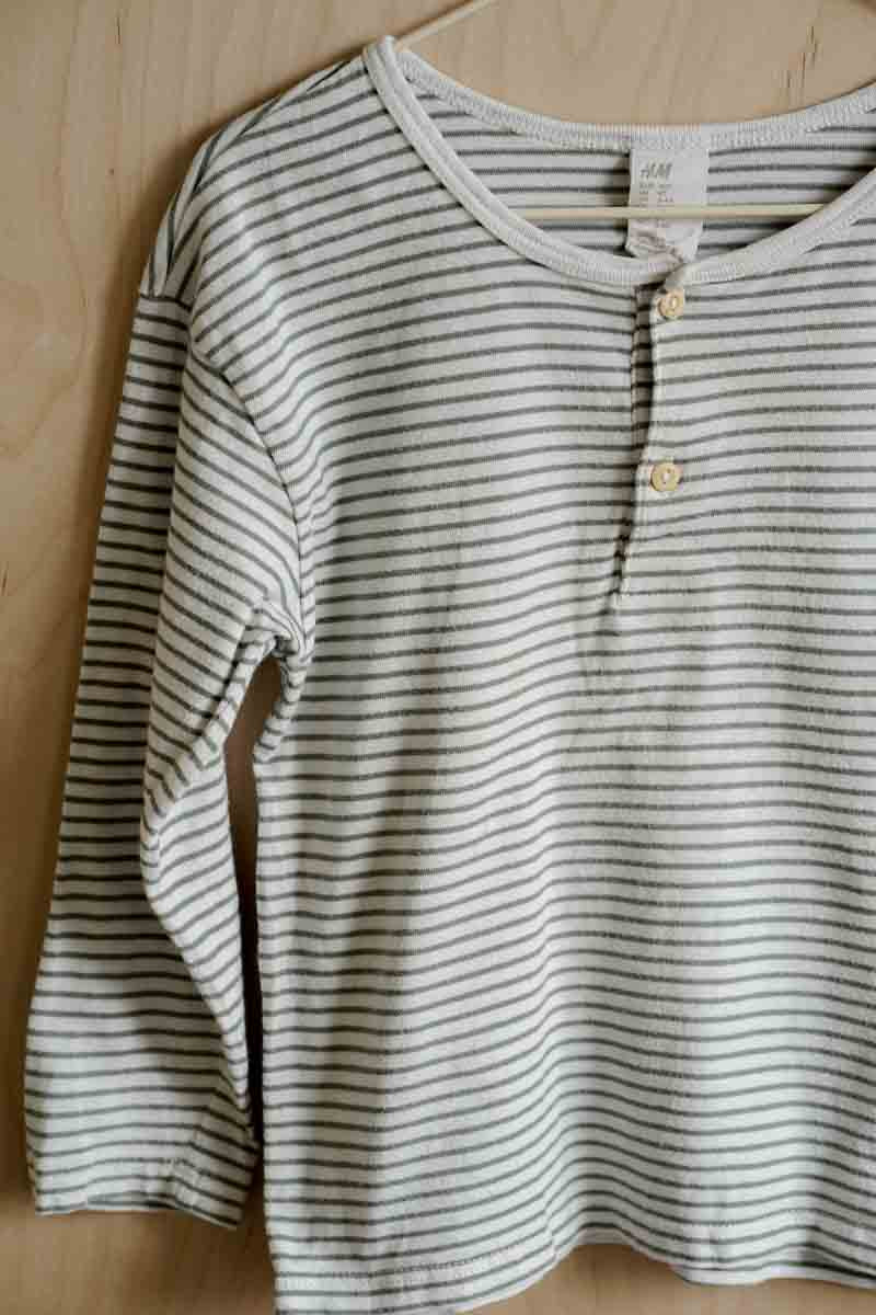 Green Striped Henley Shirt: 4T