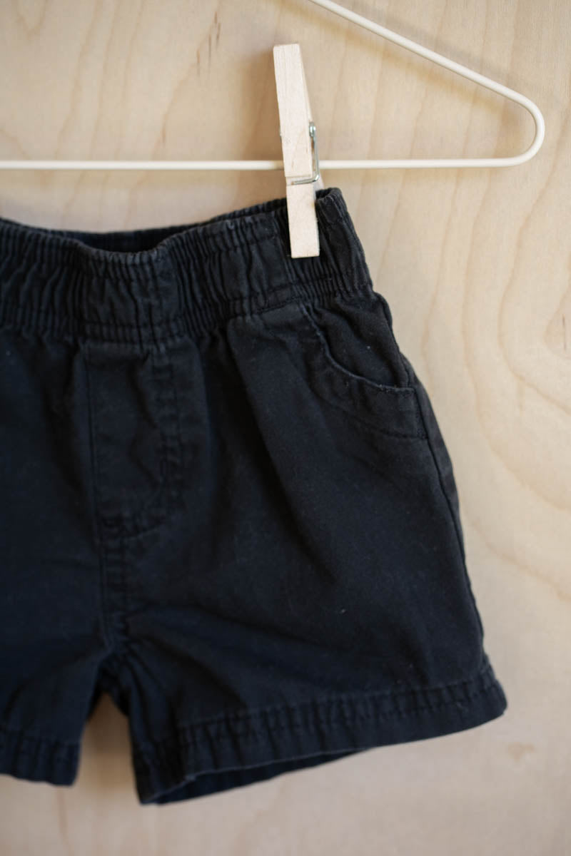 Black Cotton Shorts: 6-9mos