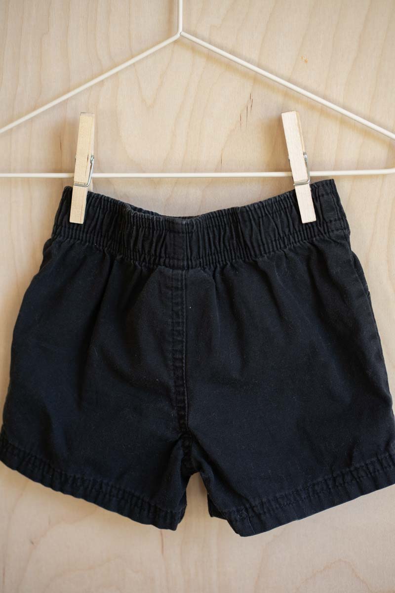 Black Cotton Shorts: 6-9mos