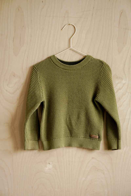 Green Waffle Pullover Sweatshirt: 2T