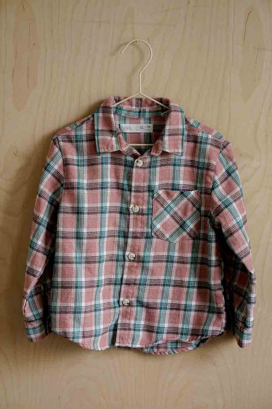 Pink Plaid Flannel Adventure Shirt: 3-4T