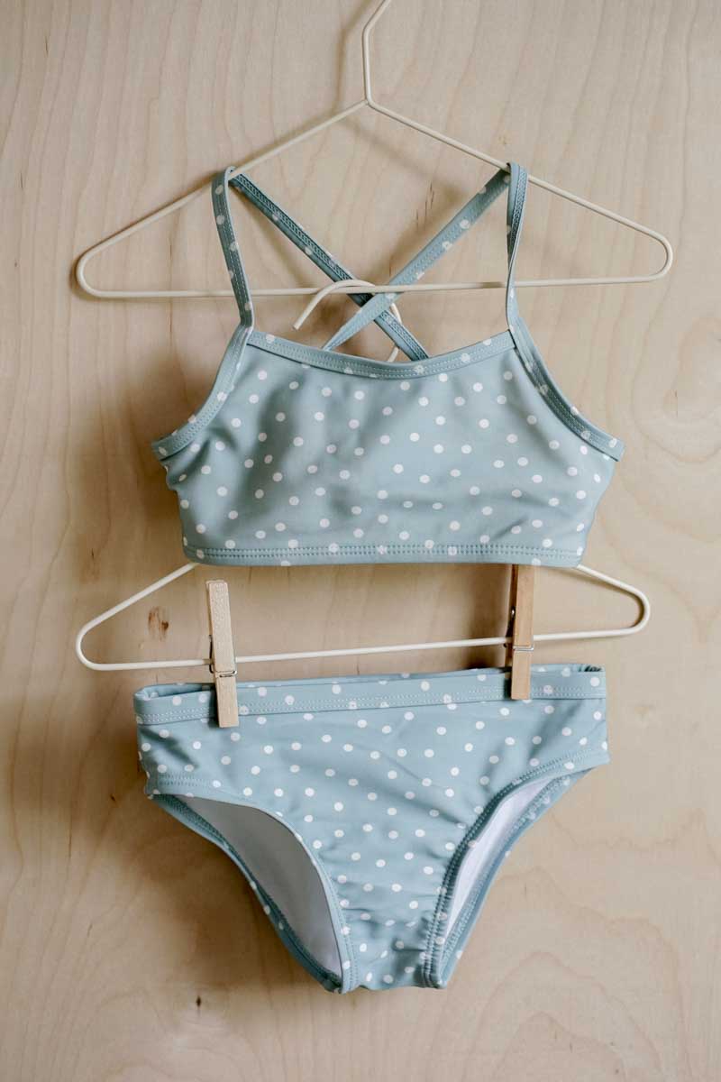 Teal Green Dot Bikini Swimsuit: 4T