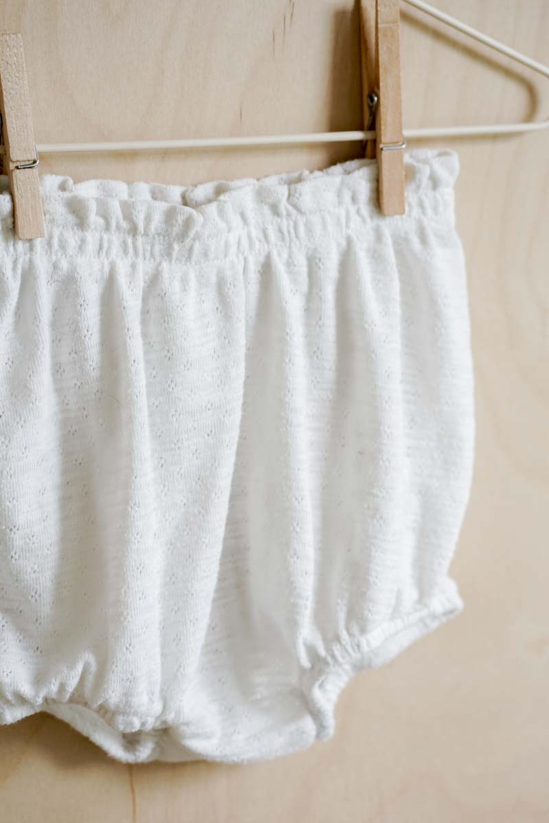 White Pointelle Bloomers: 24mos