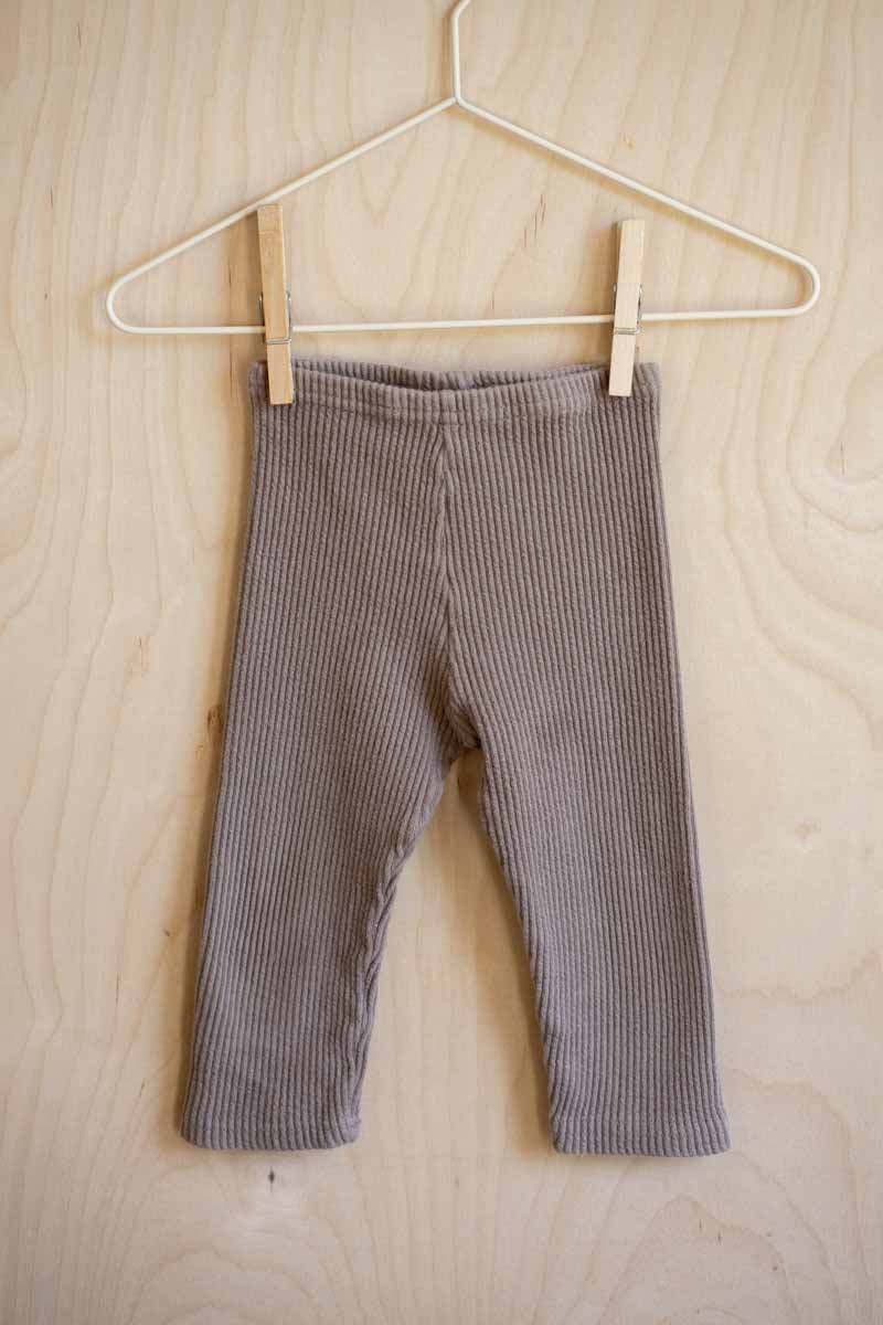 Brown Ribbed Leggings: 3-6mos