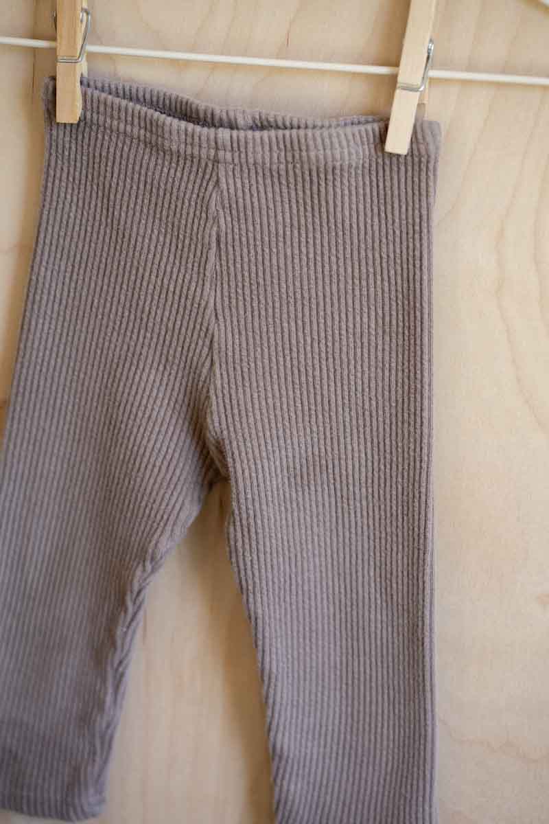 Brown Ribbed Leggings: 3-6mos