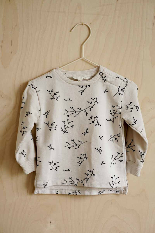 Cream Leaf Pattern Pullover Sweatshirt: 18mos