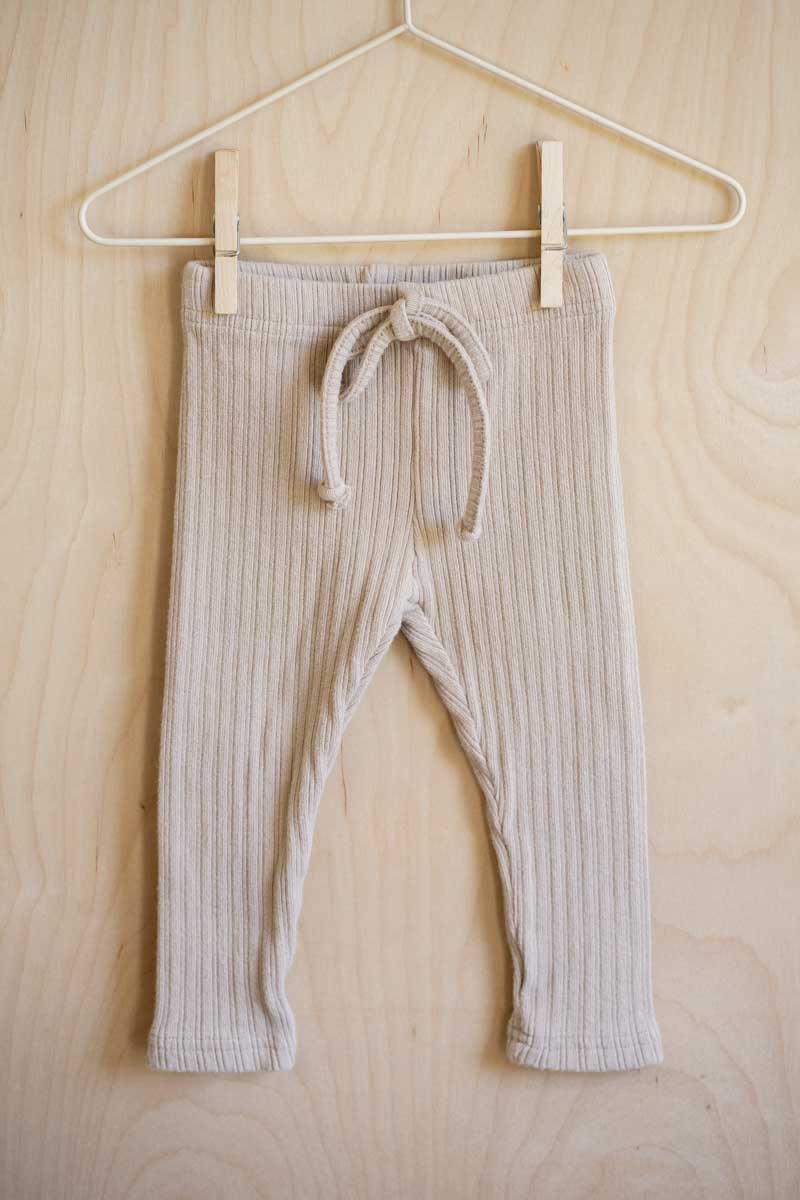 Beige Ribbed Leggings: 1-2yr