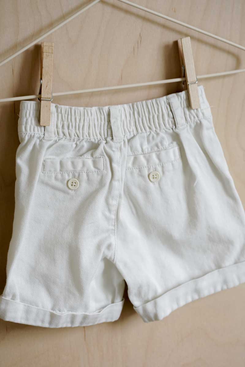 White Cotton Shorts: 0-3mos