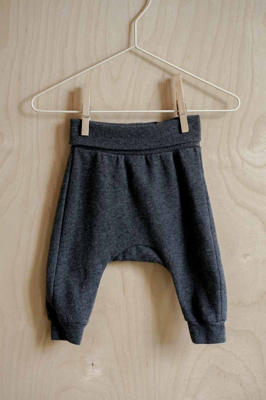 Charcoal Grey Fleece Harem Pants: 2-4mos