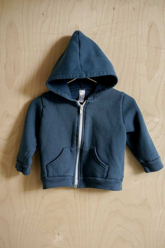 Teal Blue Fleece Zipper Hoodie: 12-18mos