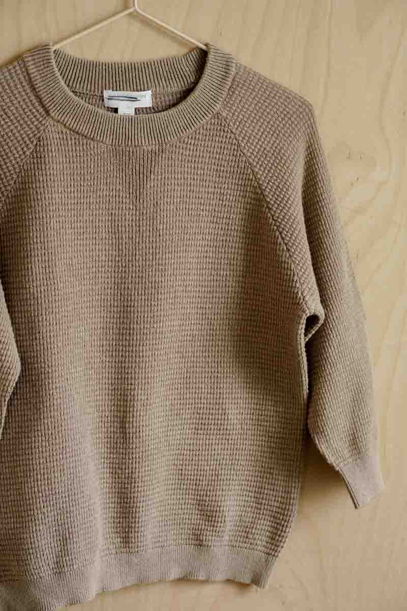 Tan Waffle Knit Pullover Sweatshirt: 3T