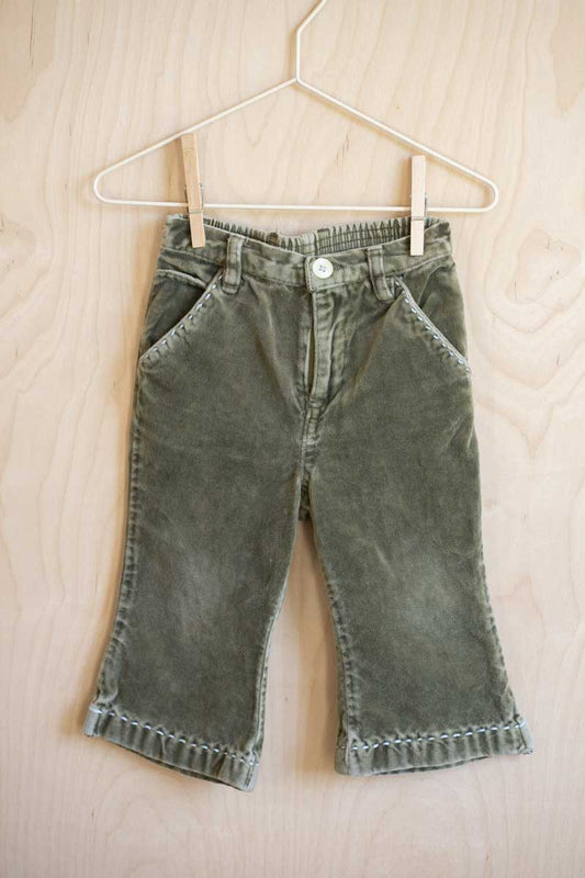 Green Vintage Velvet Pants: 12-18mos