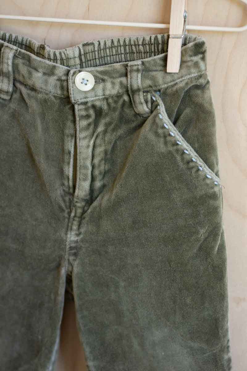 Green Vintage Velvet Pants: 12-18mos