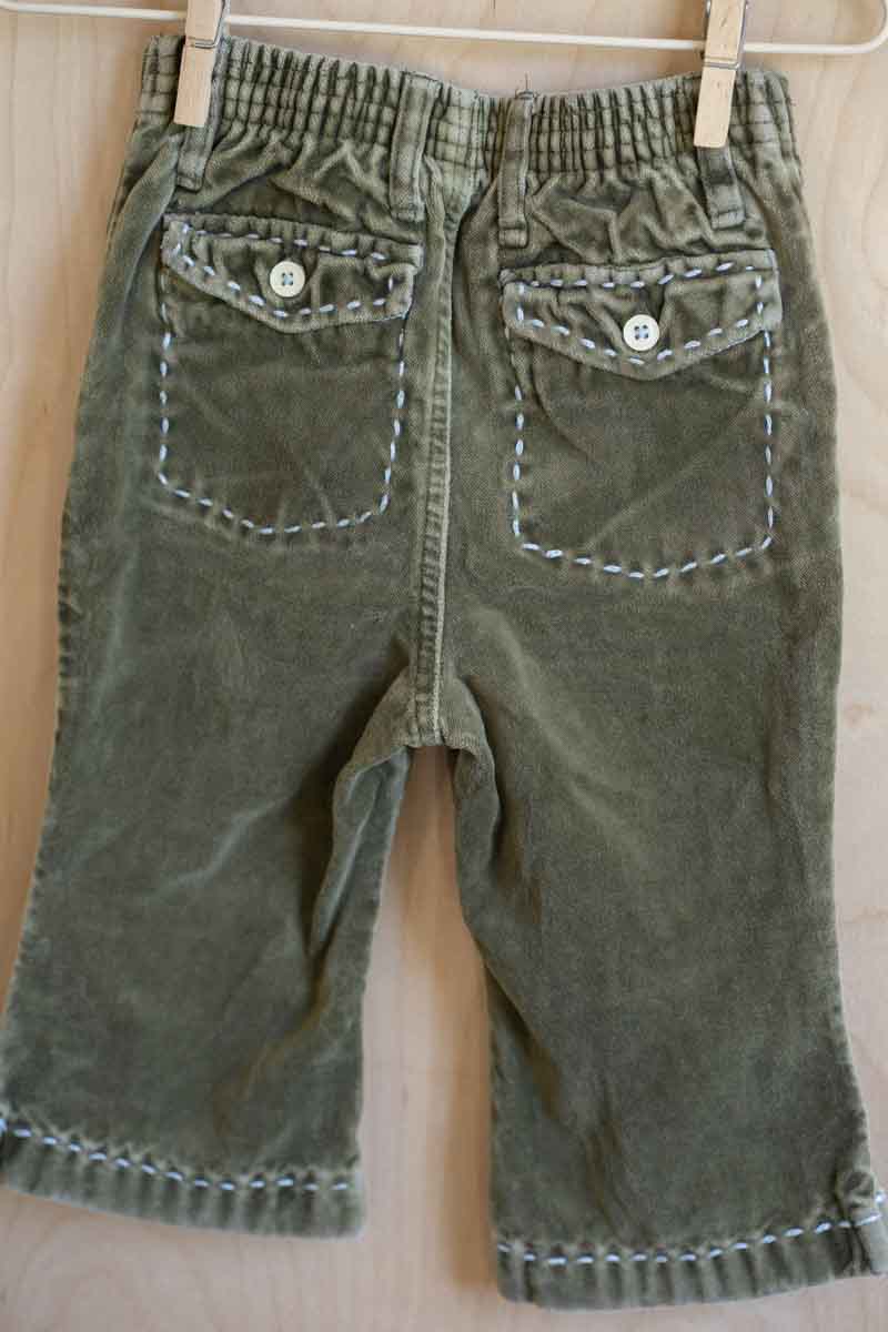 Green Vintage Velvet Pants: 12-18mos