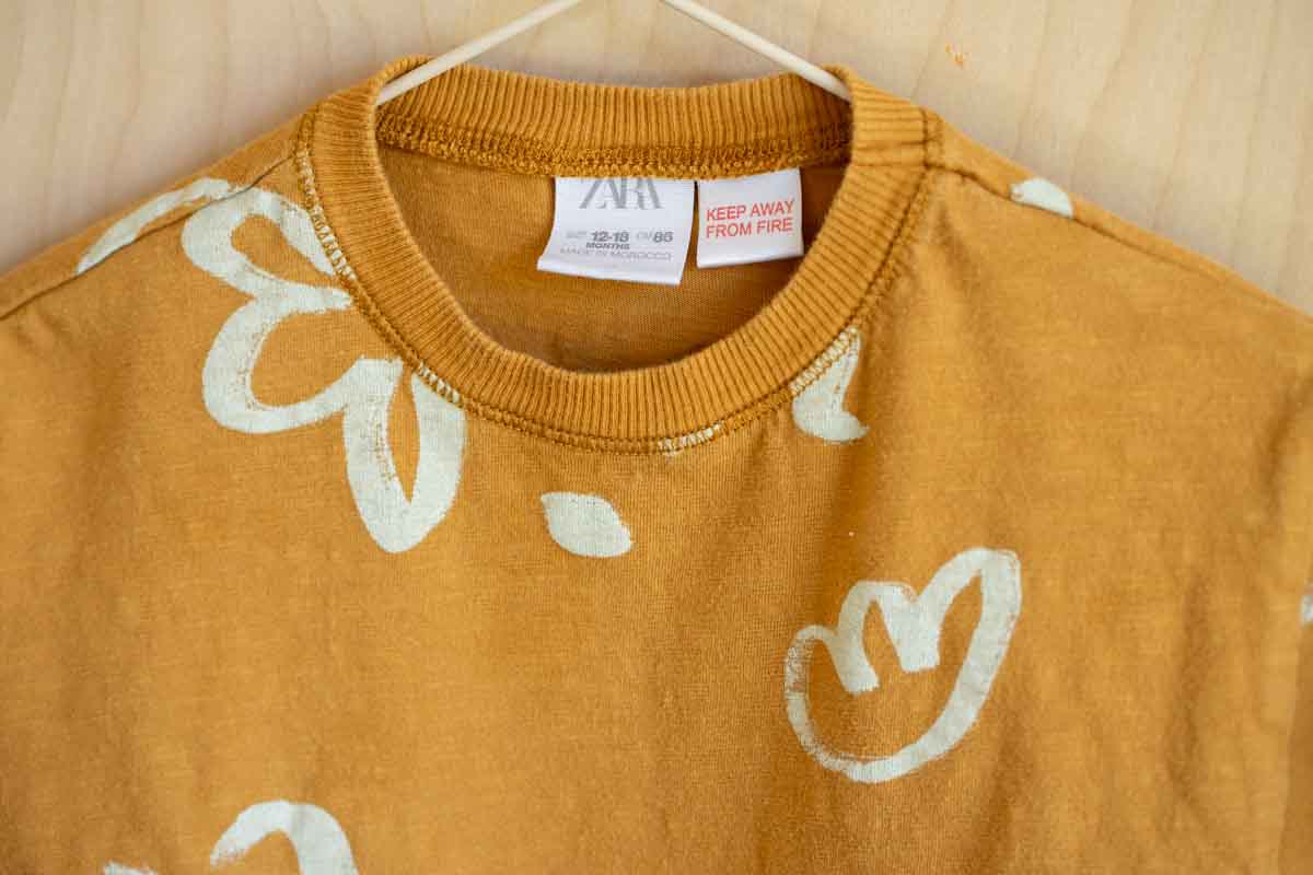 Burnt Yellow Flower Tee: 12-18mos