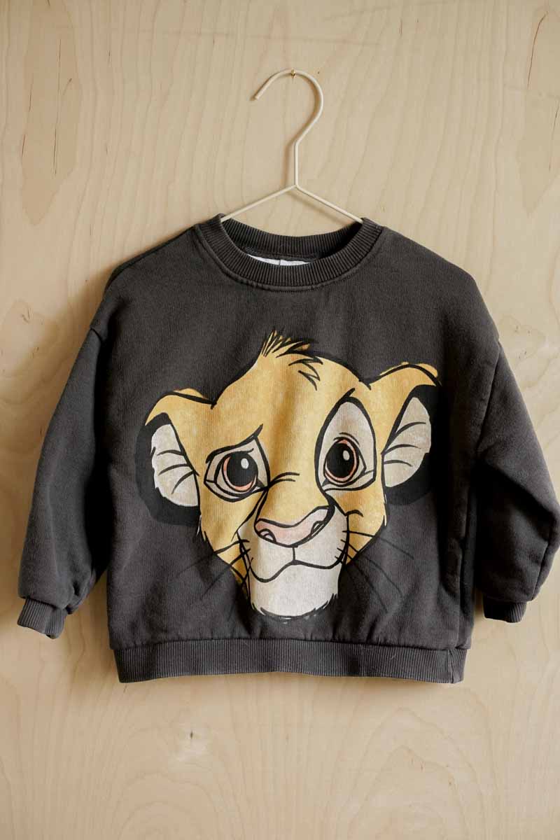 Charcoal Grey Simba Pullover Sweater: 2-3T