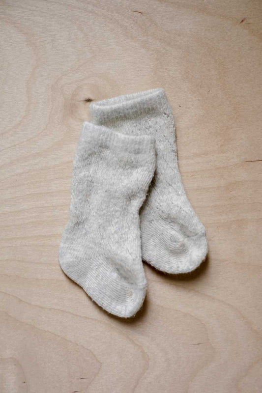 Ash Grey Pointelle Knee High Socks: newborn